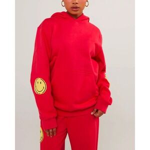 Samii Ryan Smiley Red Hoodie $112rt‎ sz M